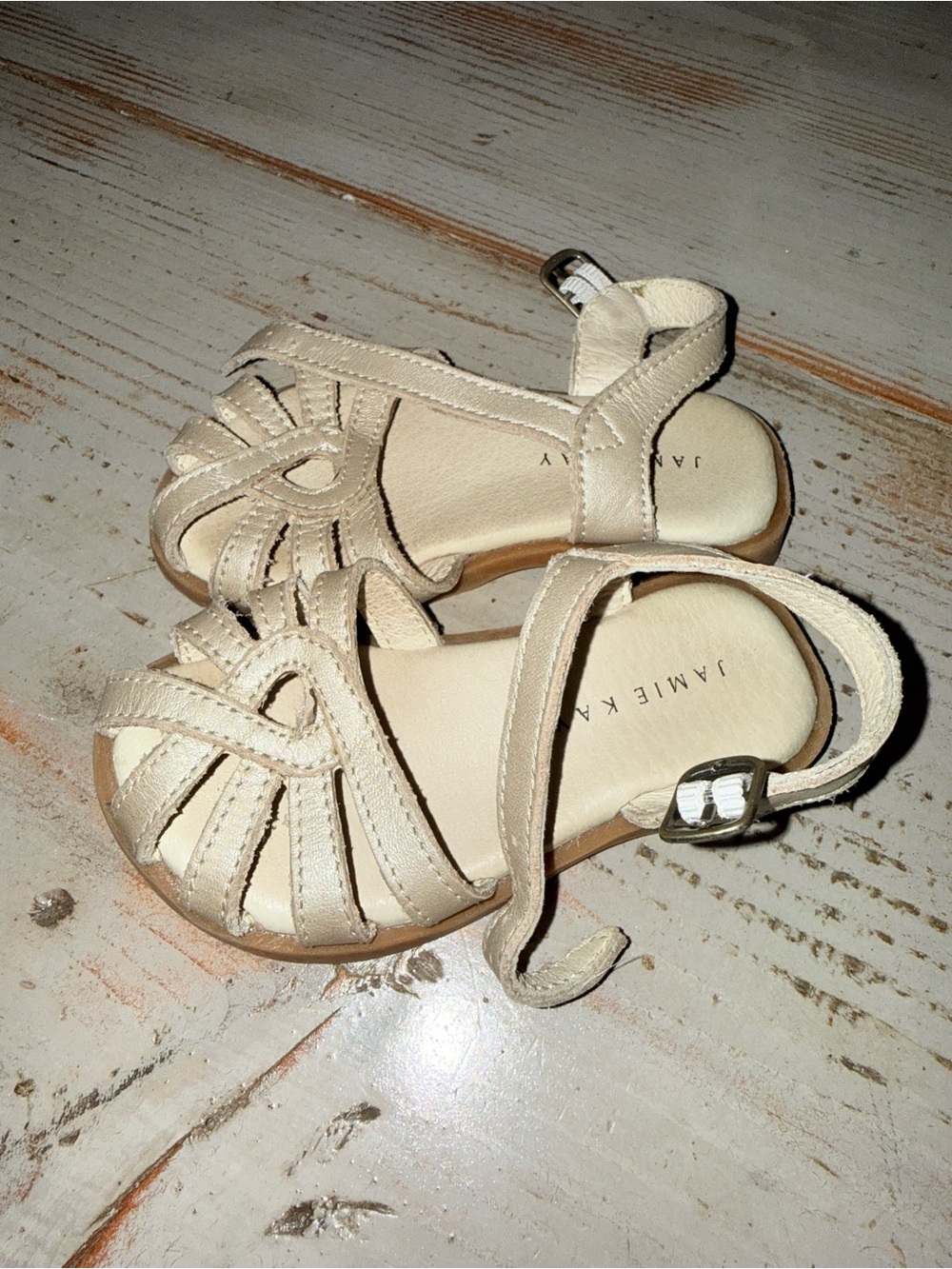 Jamie Kay Cream Strappy Leather Baby Sandals